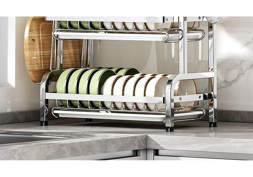 Stainless Steel Kitchen Dish Drying Rack with Bowl and Plate Storage