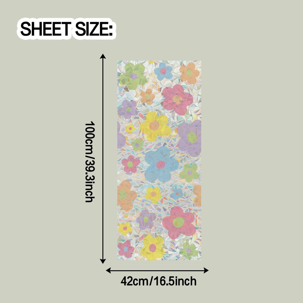 

Разноцветные цветочные наклейки на окна и двери из стекла для дома, напечатанные лазером, электростатические 42*100cm