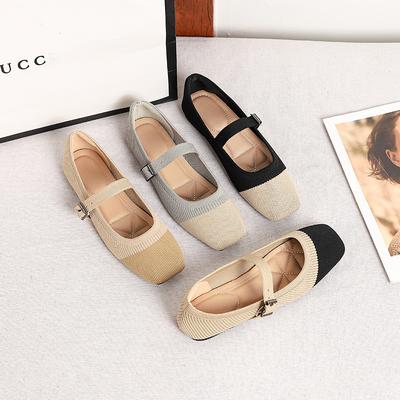 Damen Square Toe Mary Jane Ballerinas Lässige Ballettschuhe Gehen Schuhe mit Verstellbarem Riemen Slip-On Bequeme Arbeits Ballerinas Weiche Elegante Schuhe für Damen