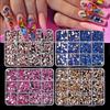 12 Grids Flat Bottom Mixed Nail Diamond 12 Color Nail Rhinestone Shiny Colorful Nail Gems Glass Stones Nail Charm