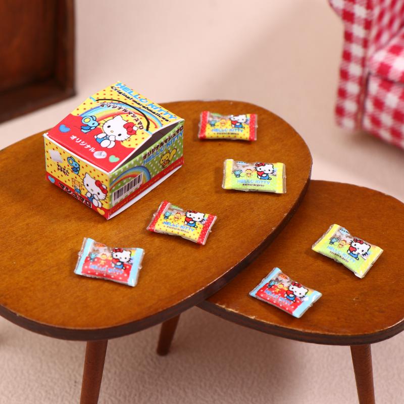 1:12 Dollhouse Miniature Hello Kitty Boxed Candy Sanrio Kt Cat Candy Food Model Decor Toy Doll House Accessories