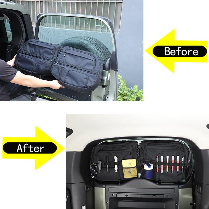 For Land Rover Defender 90 110 130 2020-2024 Car Tailgate Window Storage Bag Multi functional Tool Storage Bag Car Accessories HY9