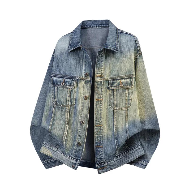 

2026 Spring Men Retro Denim Jackets Men Fashion Washed Multi-Pocket Casual Coats Male Vintage Long Sleeve Denim Coats XL