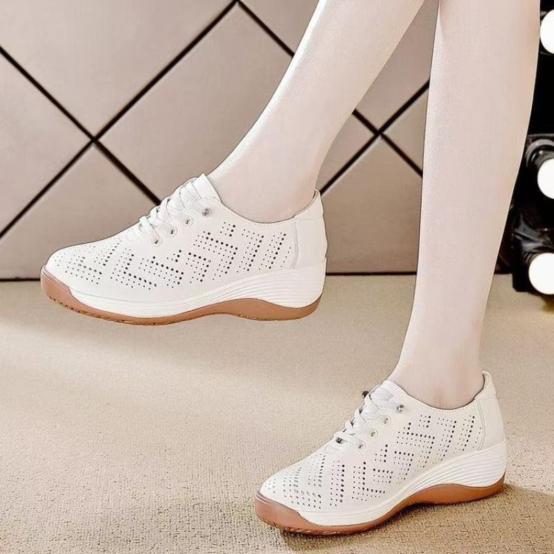 

Полые дышащие туфли на танкетке, повседневные, летние, новая модная шнуровка, спортивная обувь, универсальная повседневная женская обувь 40