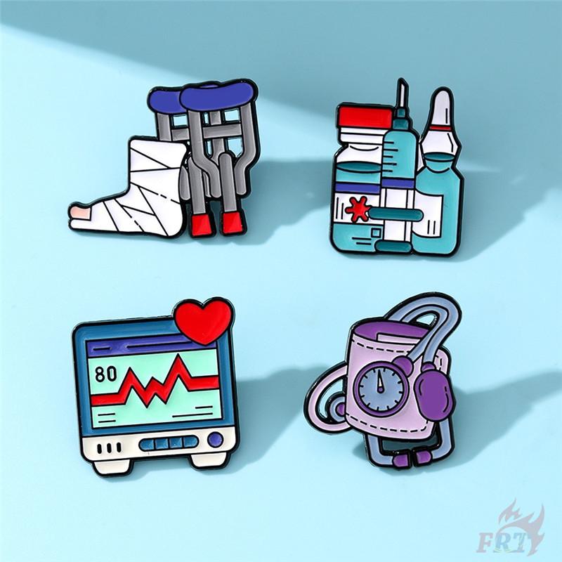 4Pcs/Set Mental Health Brooches - Doodle Enamel Backpack Button Pins Badges