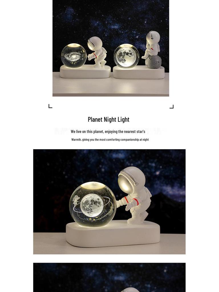Cross-Border Astronaut Night Light: Starry Sky Crystal Ball with Luminous Base - Perfect Holiday Souvenir and Desktop Ornament.