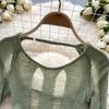 Abito lavorato a maglia senza schienale elegante scava fuori Abito da donna elegante a maniche lunghe sexy Mini abiti a matita Abito coreano sottile di moda di base sottile femminile 2024