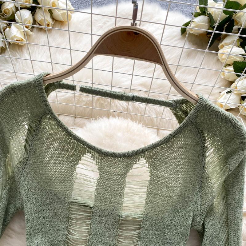 Abito lavorato a maglia senza schienale elegante scava fuori Abito da donna elegante a maniche lunghe sexy Mini abiti a matita Abito coreano sottile di moda di base sottile femminile 2024