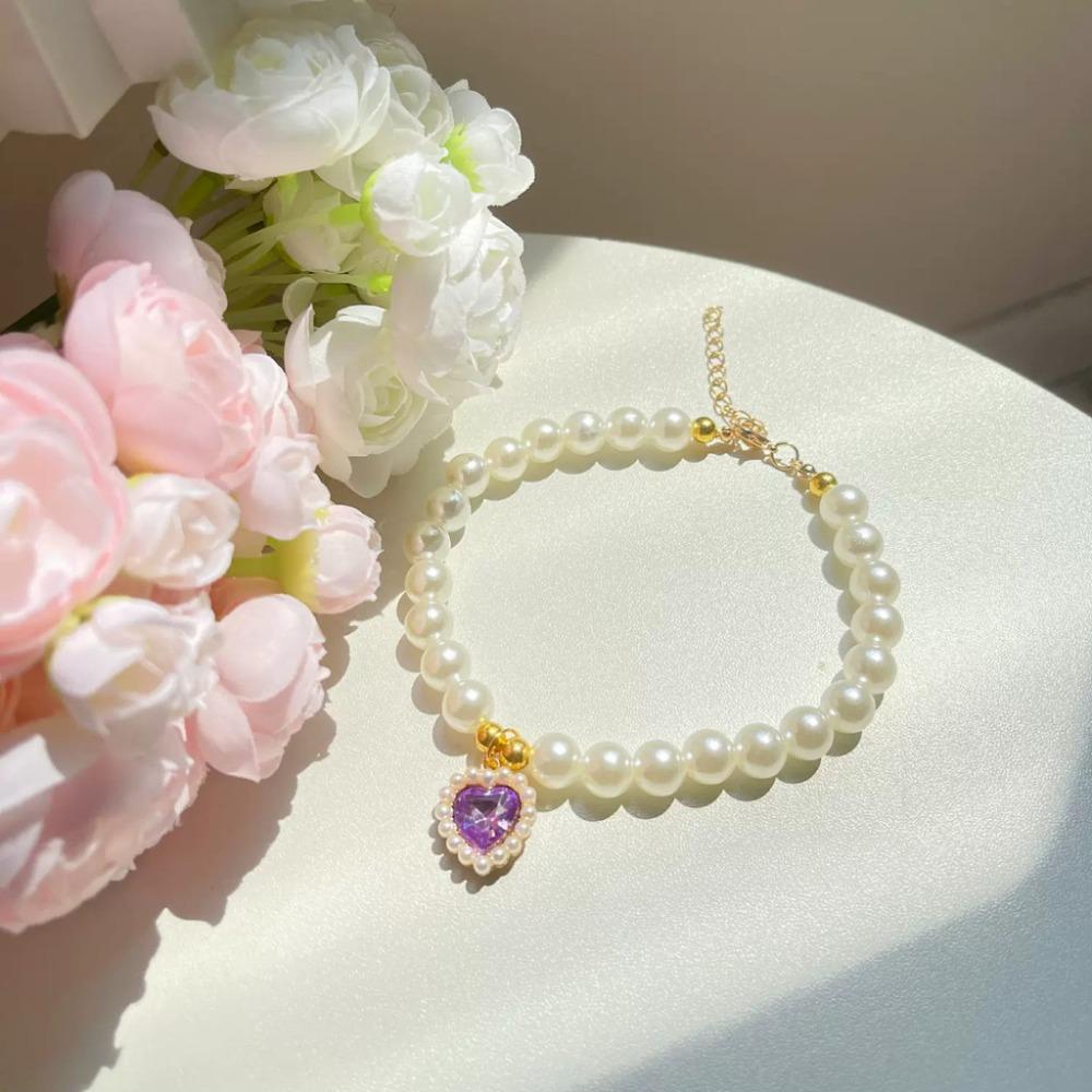 Pet Supplies Dog Princess Necklace Imitation Pearls Cat Necklace New Love Pendant