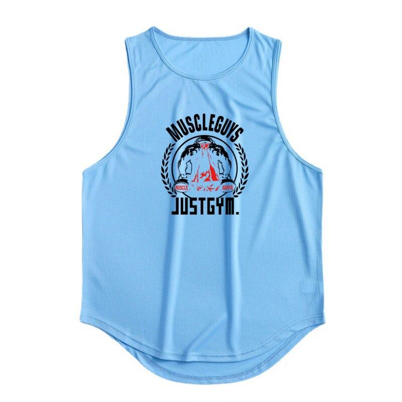 Muscleguys Summer Gym Clothing Quick-drying Bodybuilding Vest Men Fitness Workout Sleeveless T-Shirt Printed Loose Breathable