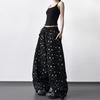 Women's Black Star Print Wide-Leg Sweatpants