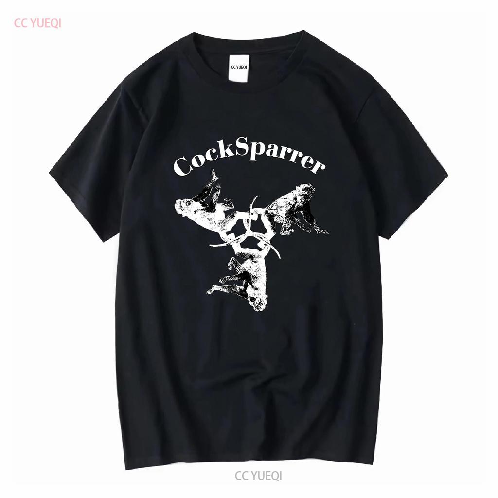 COCK SPARRER ZWEI AFFEN NEUES SCHWARZES T-SHIRT lang- oder kurzärmlig Vintage Gewaschene Streetwear Atmungsaktiv Leicht dehnbar Unisex