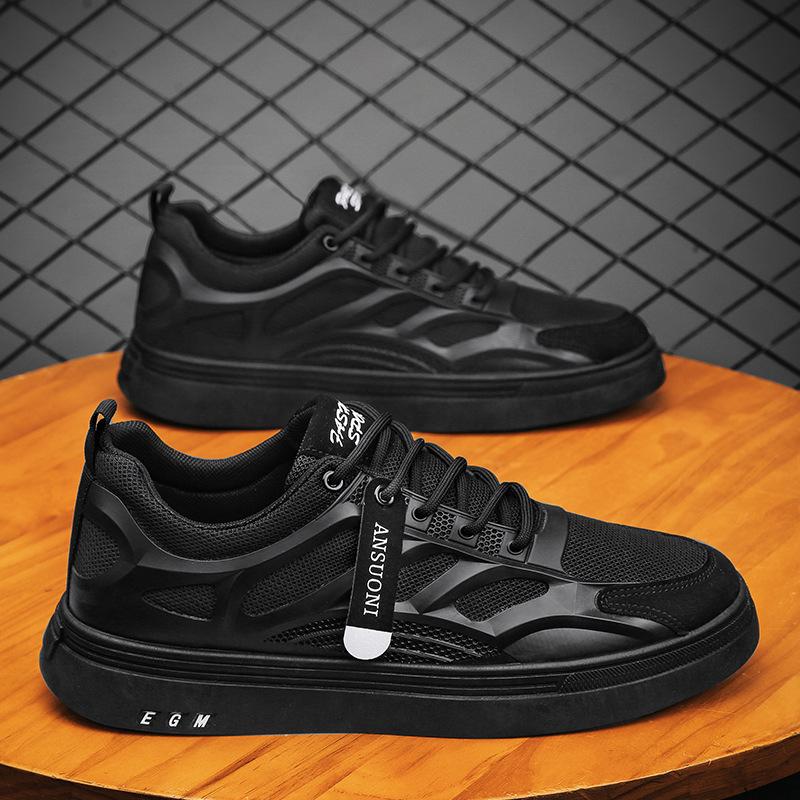 

Summer men s shoes 2025 new breathable board shoes trendy versatile lightweight wear-resistant casual shoes trendy shoes 44 чёрный