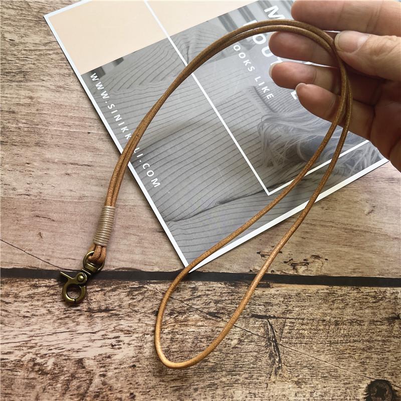 Lanyard Cowhide Phone Charm Strap Genuine Leather Wrist Strap Vintage Keychain Lanyard Custom Lanyards Neck Straps Landyard