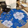 1pc Floral Blue Pattern Office Round Rug, Non-slip, Soft and Durable Office Rug for Interior Decoration, Perfect for Office, Beautiful Decoration yy26