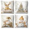 Home Decor Christmas Deer & Snowman Pattern Cushion Covers Pattern Cushion Cover Suitable For Sofa Bedroom Car Pillow Cover