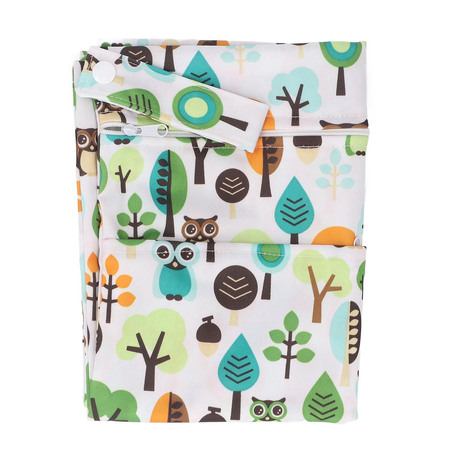 

2 шт. Подгузники влажные сухие сумки водонепроницаемые двойные молнии печать моющиеся многоразовые влажные сухие подгузники B24