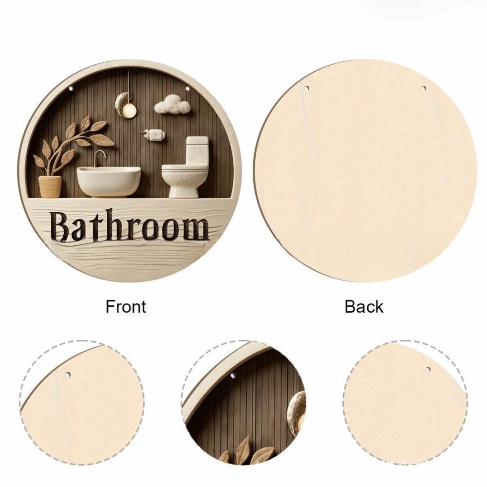 Ornament Bathroom Sign Plate 2D Flat Circle Decorative Plaque  Group Living Area