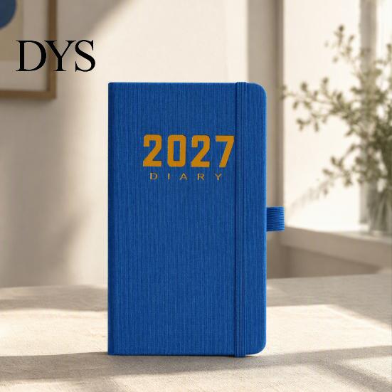 2027 Daily Planner with PU Leather Cover, A6 Pocket Size Compact Organizer Agenda, Portable Notebook Pen Holder for Efficient Time Management