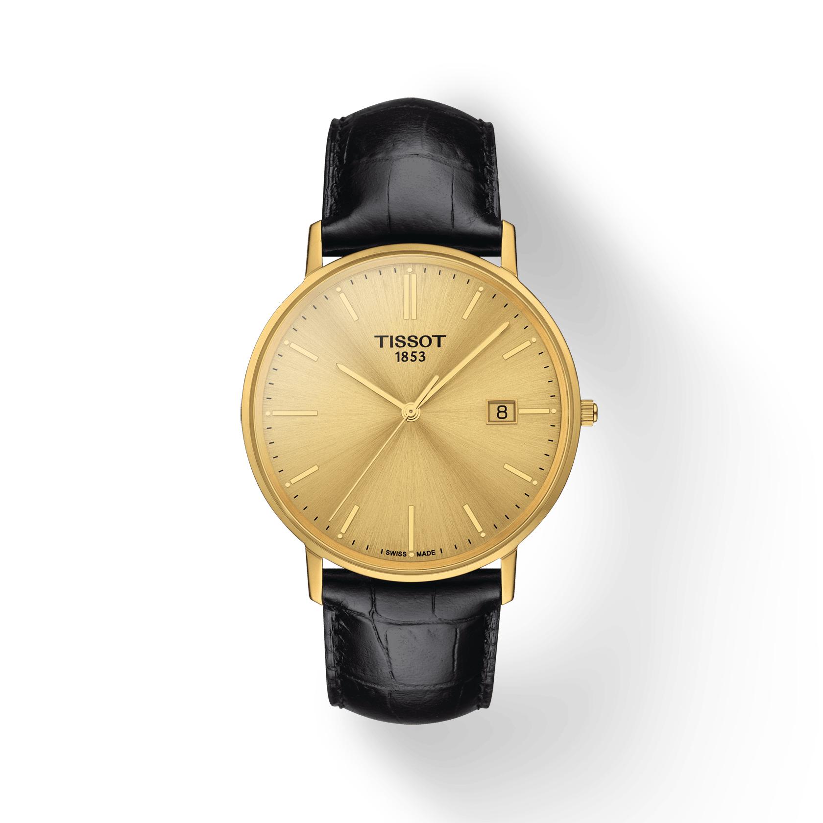 

Чоловічий модний годинник Tissot з шкіряним ремінцем та циферблатом кольору шампанського T922.410.16.021.00 шампанського