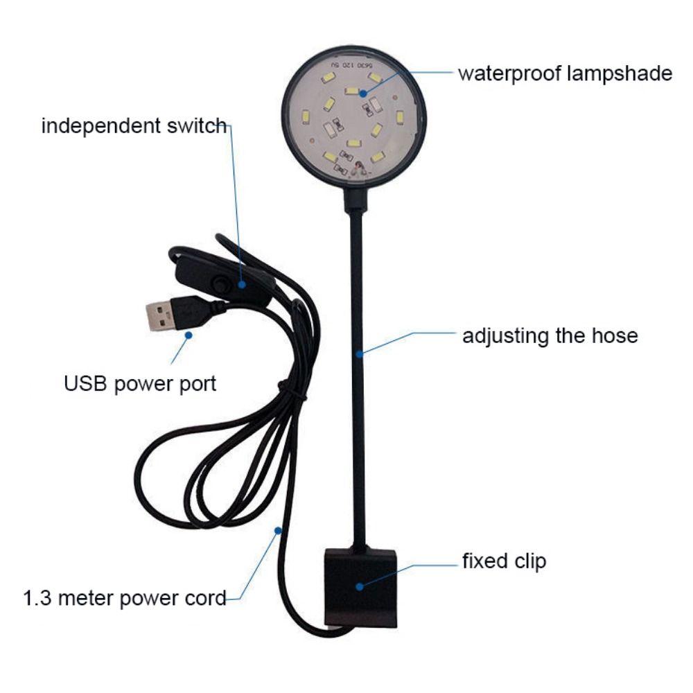 360 ° Rotation Fish Tank Plants Grow Light 5W Fish Tank Small Clip Light  Aquarium