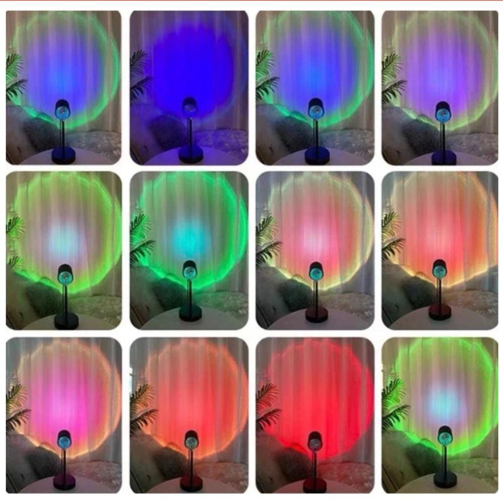 16 Colors Water Ripple Lamp 360° Rotation Button Control Sunset Lamp 36v Internet Famous Dual-Head Design Bedroom Light