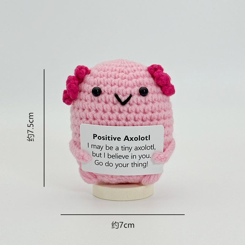 Funny Crochet Positive Energy Axolotl Doll With Card Home Room Decoration New Handmade Knitted Axolotl Desktop Ornament Gifts