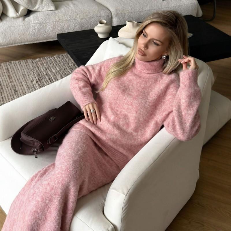 Womens 2026 Winter Loose Knit Two-Piece Set Wool Blend Sweater Wide-Leg Pants Casual Comfort Outfit
