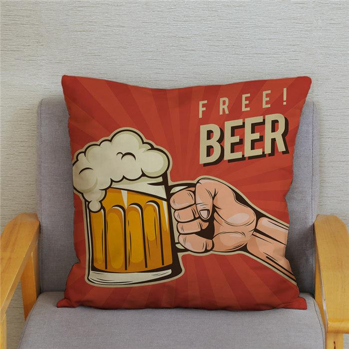 Vintage Beer Cushion Cover Peach Skin Pillowcase Fashion Home Decor Pillowcase Pillowcase