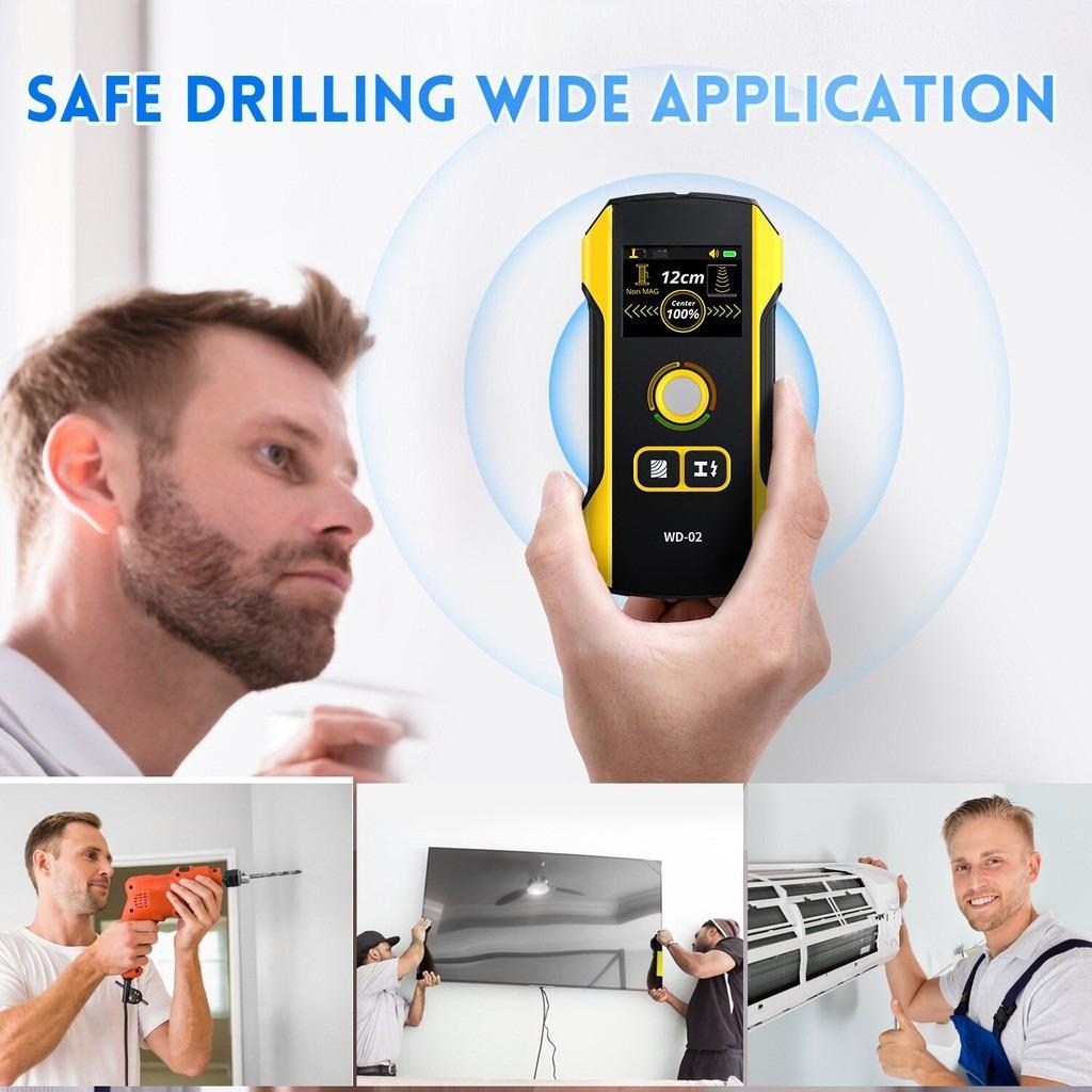 Portable Wall Detector Scanner Precise Safe Drill Hole Tools for AC Live Cable Wires Metal Wood Stud Finder