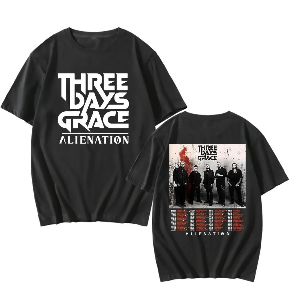 T-shirt Unisex Streetwear ALIENATION TOUR 2025 THREE DAYS GRACE Magliette Grafiche della Band T-shirt Casual a Manica Corta da Uomo T-shirt Stampata