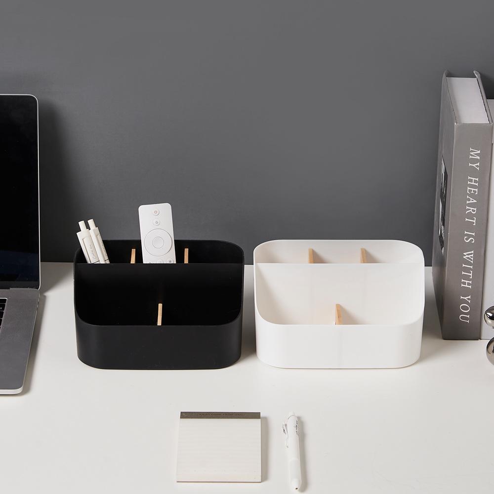 Creative Bamboo & Wood Multifunctional Organizer: Detachable Storage Box for Stationery, Remote, Makeup Brushes, and Pen Holder.