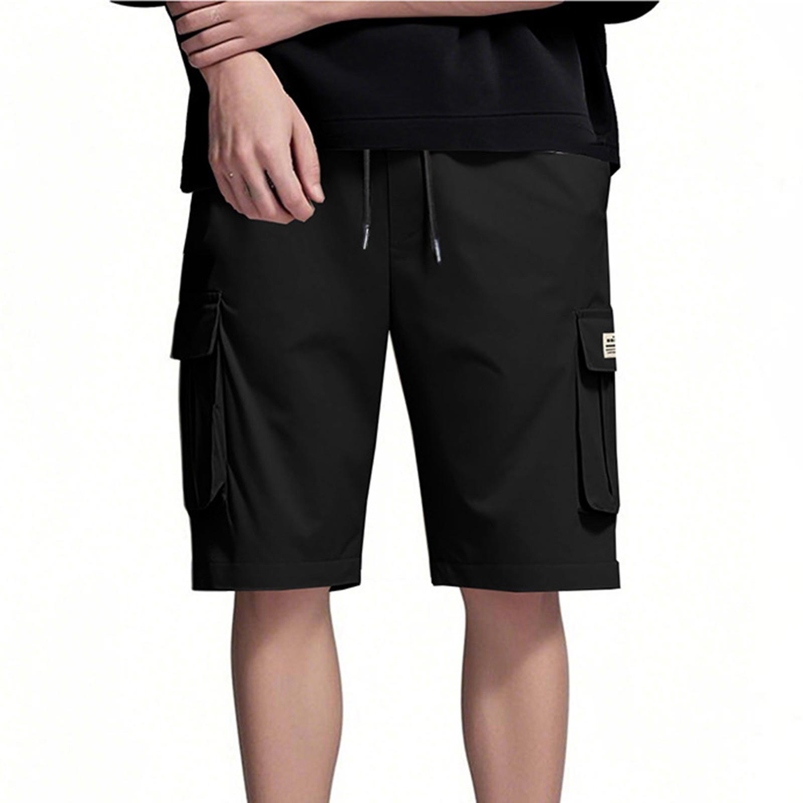 

Men s Casual Cargo Shorts with Multiple Pockets, Lightweight and Breathable Fabric for Summer Comfort, Black XL чёрный