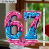 2D Flat Number 67 Valentine's Day Acrylic Decorative Sign, Couples Gift, Suitable for wall decoration, porch, room, villa, accents Home, Hallway, or W