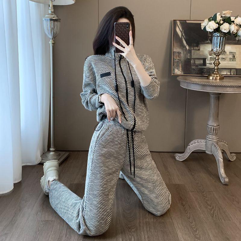 Women Casual Sportswear Set Fashion Loose Fit Two Piece Outfit Spring Autumn Trendy Youthful Slimming