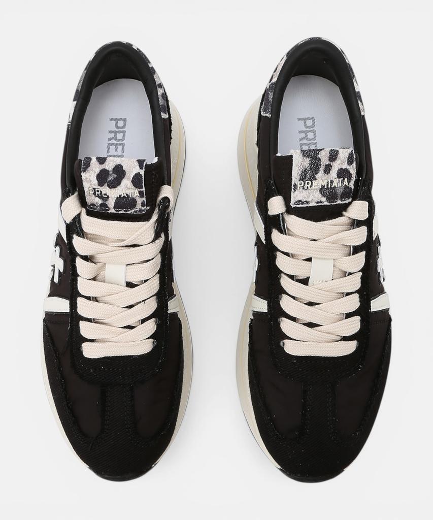 Premiata [26Ss][Bethcoin] Black Logo Patch Leather Women'S Sneakers
