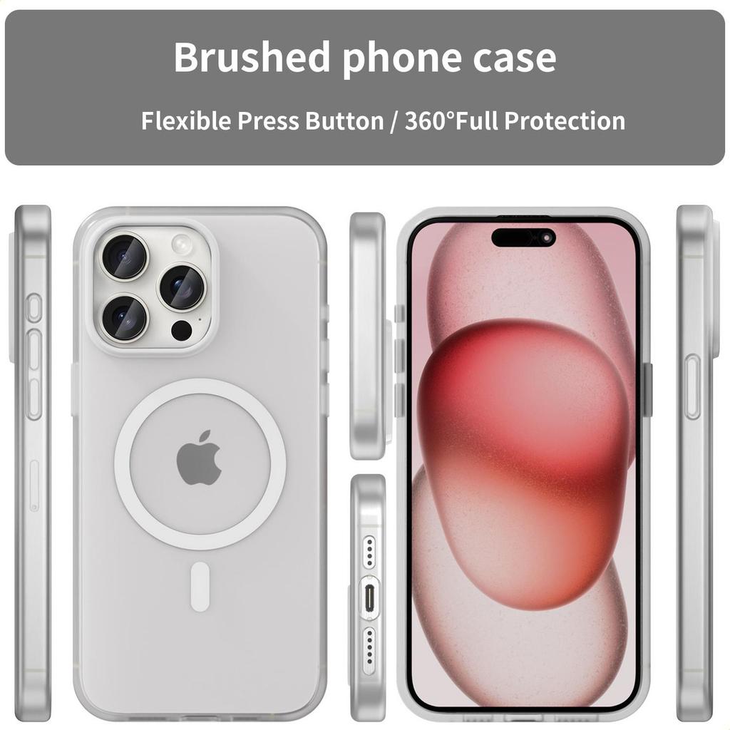 Magnetic Phone Case For iPhone 15 Pro Max Matte Magnetic Protective Cover