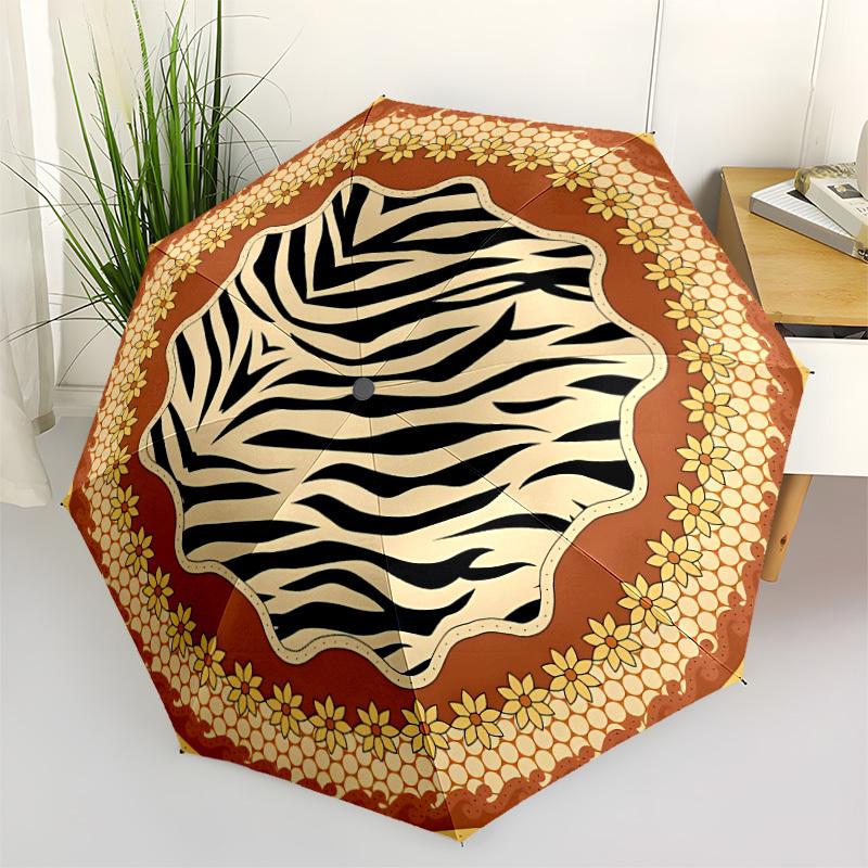 

1pc Zebra Print Pattern Open/Close Folding Umbrella, All- Portable Umbrella for & Men, Stylish Accessory (Holiday Gift) 8-Rib yy251213102