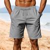 Yousheng Men Summer Beach Shorts with Pockets Drawstring Elastic Waist Solid Color Versatile Casual Shorts for Daily Wear