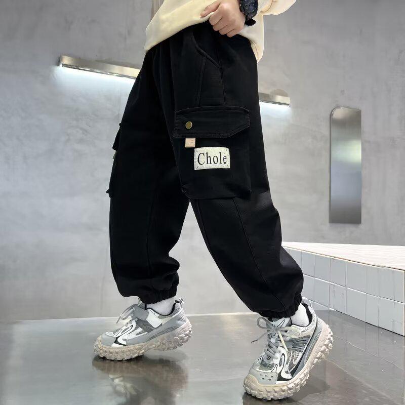 

Boys Fleece-Lined Cargo Pants - 2025 Autumn/Winter Trendy Loose Fit for Middle Schoolers 130 cm