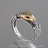 Copper Silver-Plated Two-Tone Serpentine Ring Creative Zodiac Snake Inlaid Statement Ring