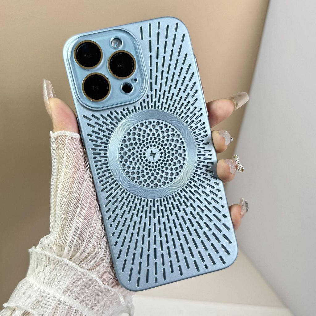 Повітропроникний сітчастий чохол із розсіюванням тепла для iPhone15Pro та 14Pro, магнітна зарядка, захисна кришка для шкіри.