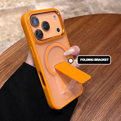 Coque de téléphone magnétique avec support pliable pour iPhone 16E 11 12 13 16 17 Pro Max Air 14 15 Plus Magsafe Support Mat Housse de Charge sans Fil