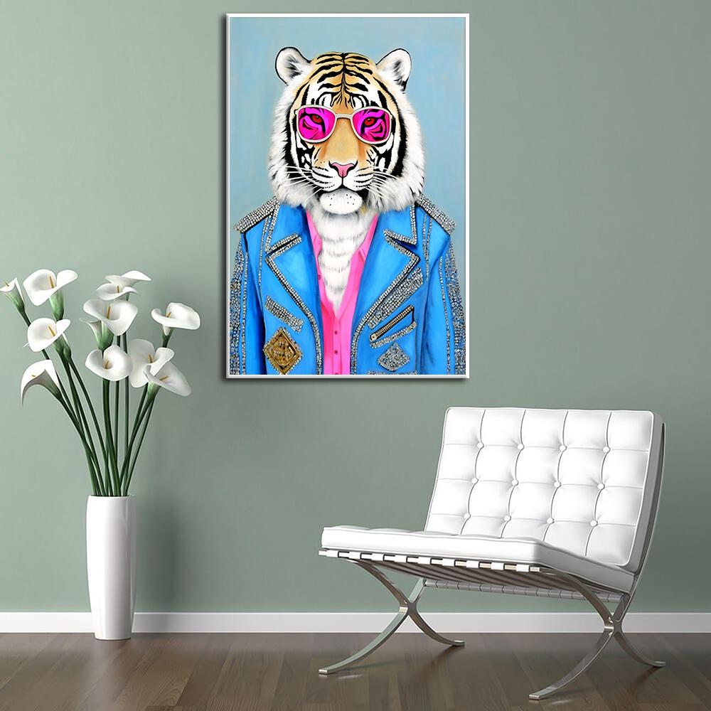 Al Dyreportrettmaleri Moderne Veggkunst Lerret Plakattrykk Abstrakt Tegneserie Fargerikt Bilde Stue Hjemmedekor Cuadros