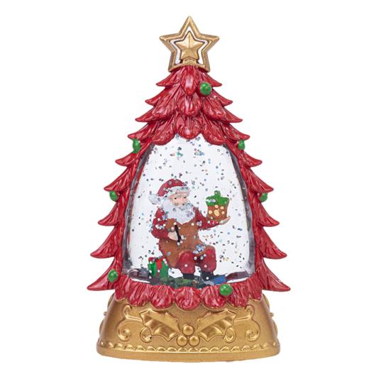Christmas Snow Ball Lantern Lighted Santa And Christmas Tree Scene Glittering Water Snow Ball Decoration for Home Desktop Decor