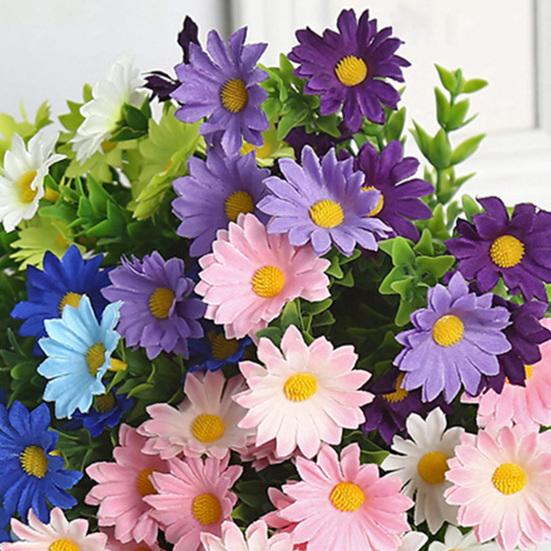 Artificial Flower with Green Leaves Realistic UV Resistant Fake Silk Flower Bouquet Indoor Outdoor Garden Patio Balcony Home Decoration