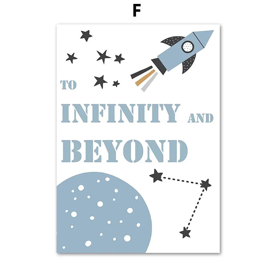 Modern Minimalist Cartoon Rocket Space Planet HD Canvas Wall Art for Kids Bedroom  Living Room Decor  Perfect Poster Prints for