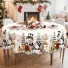 Round Christmas Tablecloth Santa Nutcracker Snowman Print Holiday Dining Table Cover Dustproof Home Decoration 150cm