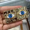Retro Styl Plisowana Faktura Kwadratowe Kolczyki Spersonalizowane Przesada Niebieskie Oko Diabła Kolczyki Studs Modne Akcesoria