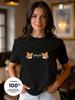 T-Shirt with the Inscription Foxes, Oversized Cotton